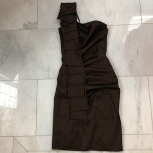 Brown formal dress for teen with fancy strap